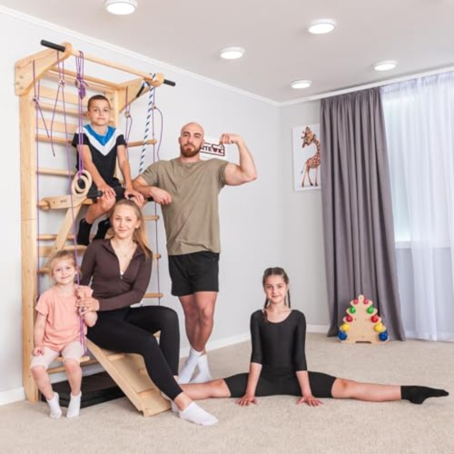 Swedish Ladder Wall Bars with  - Gymnastic Ring Wood review and price